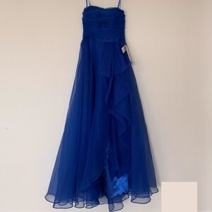 NEW B Darlin Size 7 8 Asymmetric Strapless Ball Gown Prom Homecoming Dress Blue